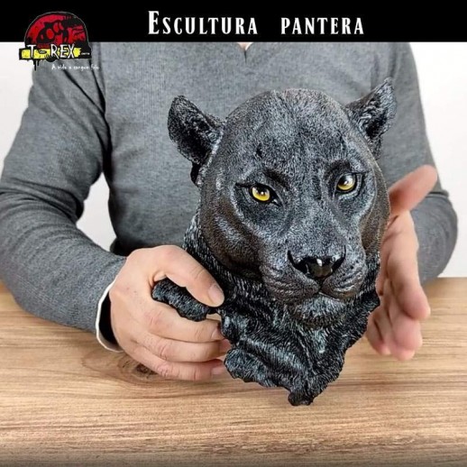 escultura cabeca leao pantera